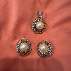 Vintage Premier Design Elegant Silver and Gold Pearl Jewelry Set